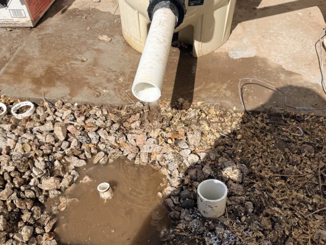 Disconnected pool equipment plumbing before piping repair in Somerton, Arizona