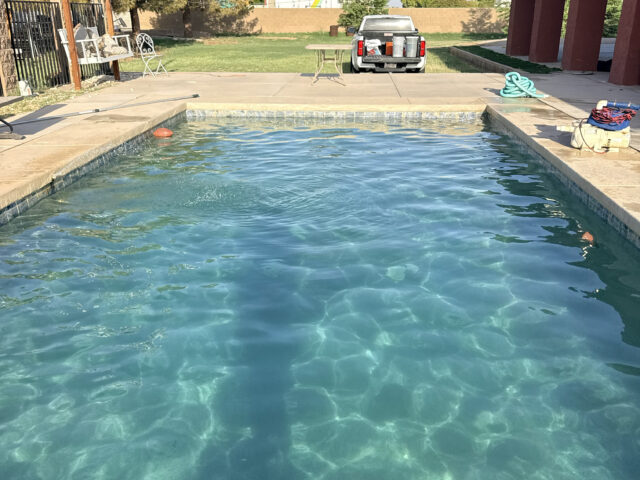 Clear pool after full-service pool cleaning in Yuma, Arizona