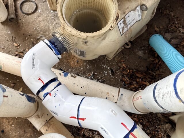 Replacement PVC piping after pool equipment repair in Yuma, Arizona
